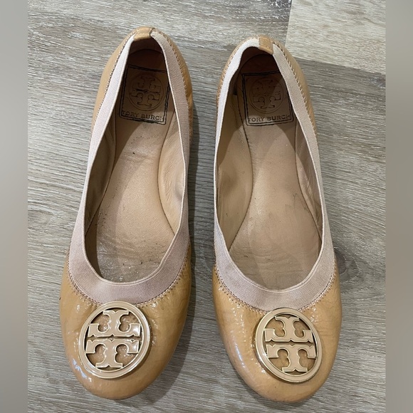 Tory Burch Shoes - Tory Burch Patent Leather Tan Ballet Flats Size 8.5